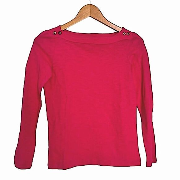 🌴 NEW Crazy 8 Solid Raspberry Boatneck Long Sleeve Top Girls L(10-12) Pink - Picture 1 of 9